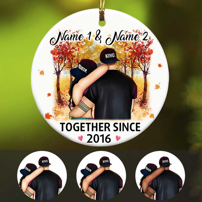 Personalized Couple Fall Together Since Circle Ornament AG223 87O34 1
