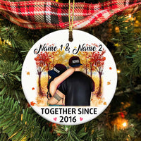 Personalized Couple Fall Together Since Circle Ornament AG223 87O34 thumb 1