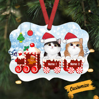 Personalized Cat Christmas Santa Train Benelux Ornament SB172 24O53 thumb 1