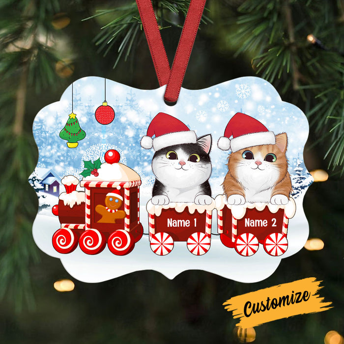 Personalized Cat Christmas Santa Train Benelux Ornament SB172 24O53 1
