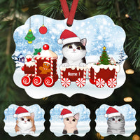Personalized Cat Christmas Santa Train Benelux Ornament SB172 24O53 thumb 1