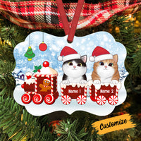 Personalized Cat Christmas Santa Train Benelux Ornament SB172 24O53 thumb 1