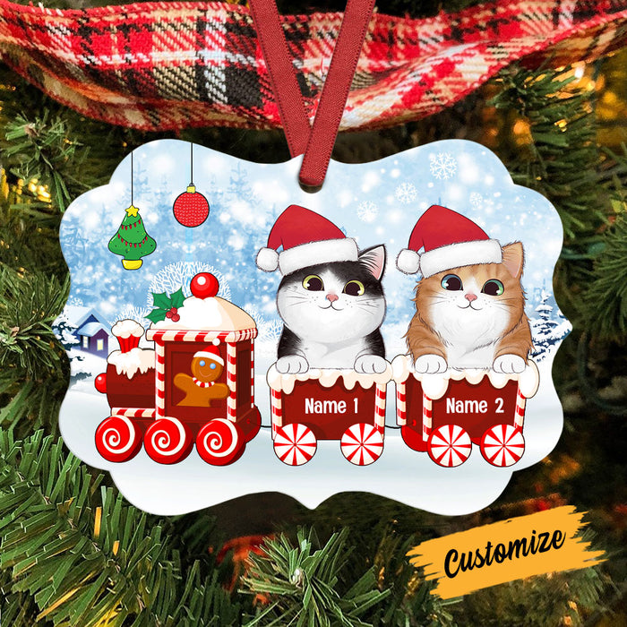 Personalized Cat Christmas Santa Train Benelux Ornament SB172 24O53 1