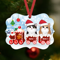 Personalized Cat Christmas Santa Train Benelux Ornament SB172 24O53 thumb 1