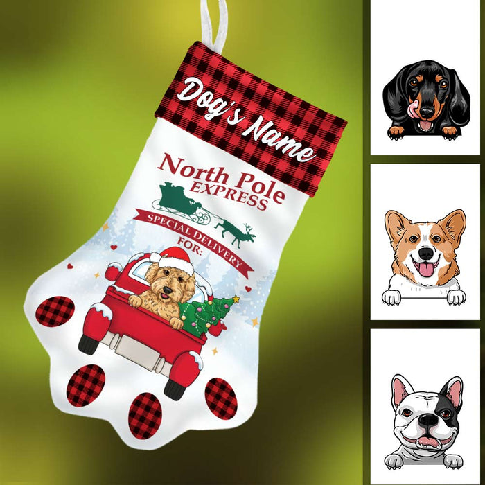 Personalized Dog Red Truck Christmas Paw Stocking SB154 87O57 1
