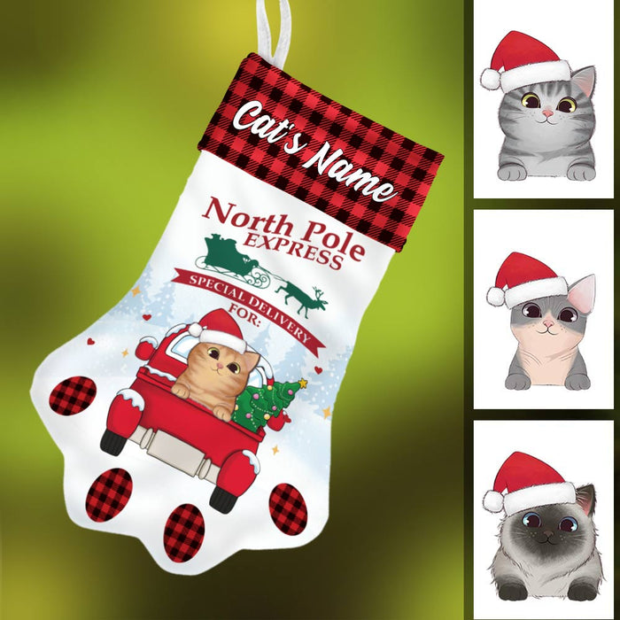 Personalized Cat Red Truck Christmas Paw Stocking SB151 87O57 1