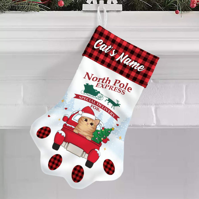 Personalized Cat Red Truck Christmas Paw Stocking SB151 87O57 1