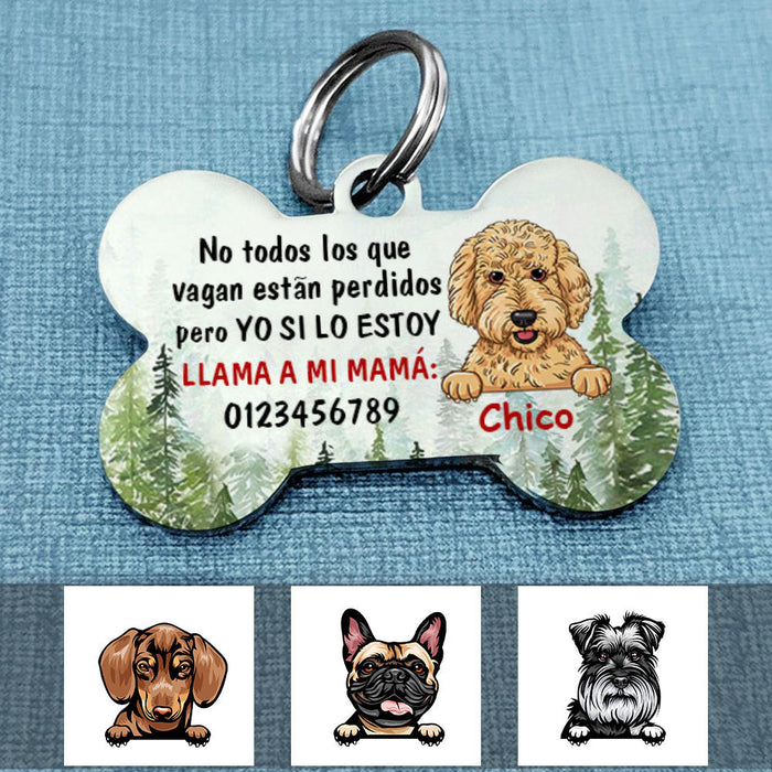 Personalized Dog Lost Wander Spanish Perro Bone Pet Tag AP151 81O58 1
