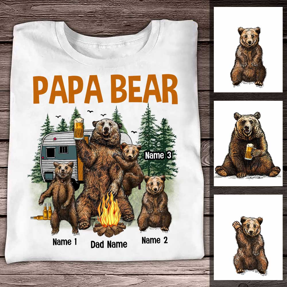 Mens Daddy Bear Shirt Matching Family Mama Papa Bear Camping Gift Front &  Back Coffee Mug