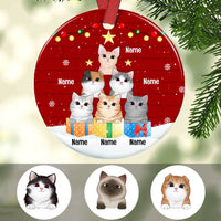 Personalized Cat Christmas Tree Circle Ornament SB171 95O47 thumb 1