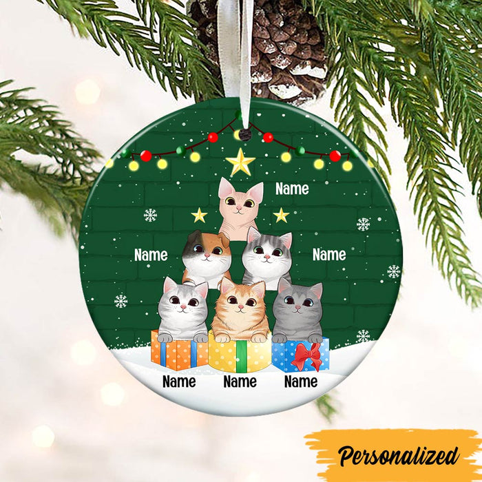 Personalized Cat Christmas Tree Circle Ornament SB171 95O47 1