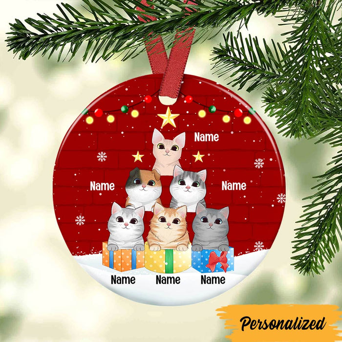 Personalized Cat Christmas Tree Circle Ornament SB171 95O47 1