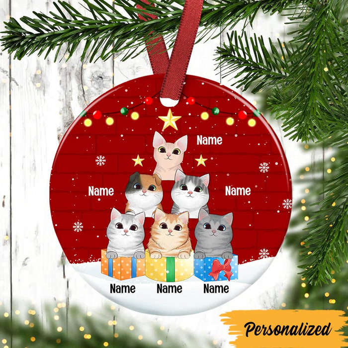 Personalized Cat Christmas Tree Circle Ornament SB171 95O47 1