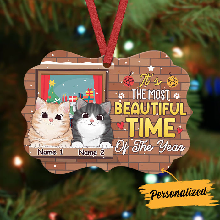 Personalized Christmas Cat Peeking Window Benelux Ornament SB171 26O36 1