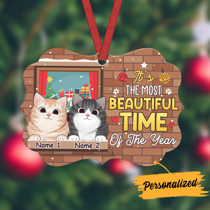 Personalized Christmas Cat Peeking Window Benelux Ornament SB171 26O36 1