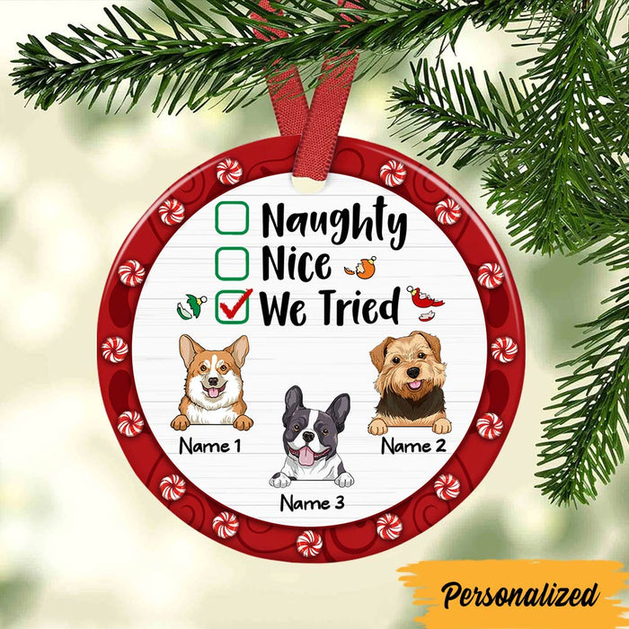 Personalized Dog We Tried Christmas Circle Ornament SB183 95O47 1