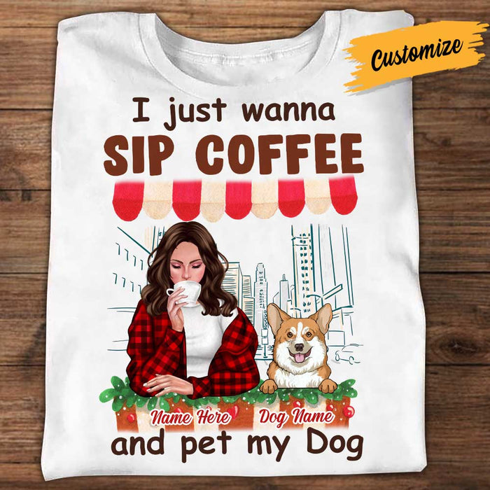 Personalized Sip Coffee And Pet My Dog T Shirt SB181 23O34 1