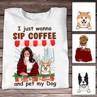 Personalized Sip Coffee And Pet My Dog T Shirt SB181 23O34 thumb 1