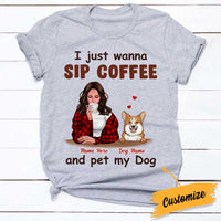Personalized Sip Coffee And Pet My Dog T Shirt SB181 23O34 thumb 1