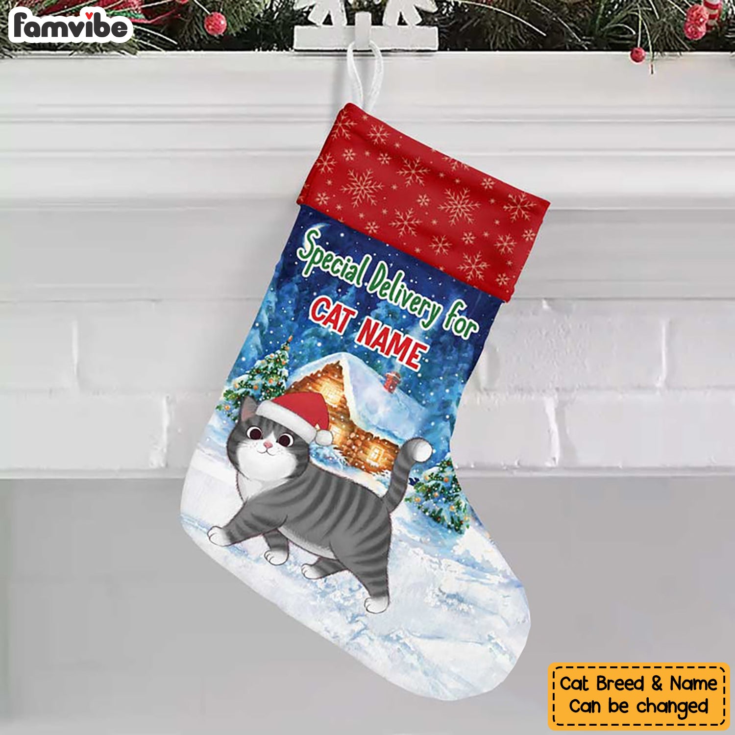 Personalized Cat Christmas Stocking SB201 95O34