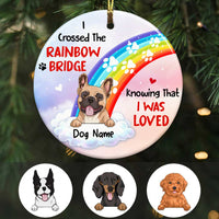 Personalized Dog Memo Rainbow Bridge Christmas Circle Ornament SB181 24O57 thumb 1