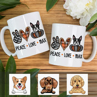 Personalized Fall Halloween Peace Love Dog Mug AG107 24O36 thumb 1