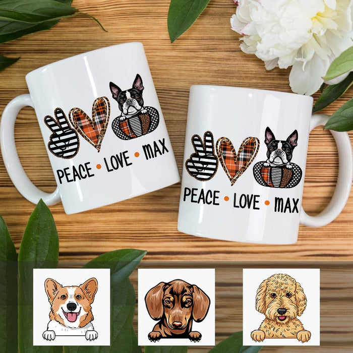 Personalized Fall Halloween Peace Love Dog Mug AG107 24O36 1