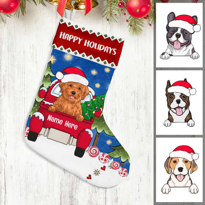 Personalized Dog Red Truck Christmas Stocking SB183 87O53 1