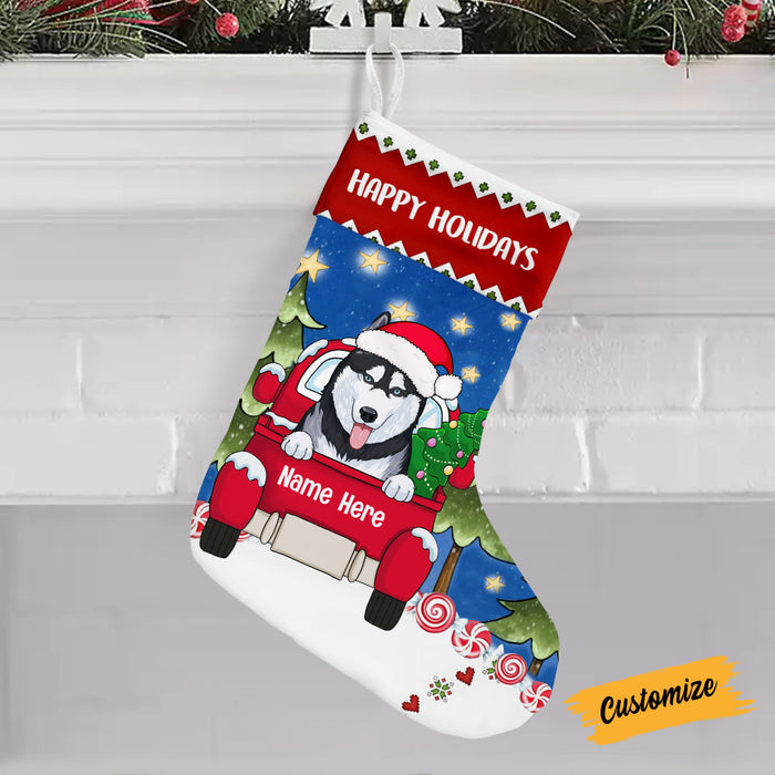 Personalized Dog Red Truck Christmas Stocking SB183 87O53 1