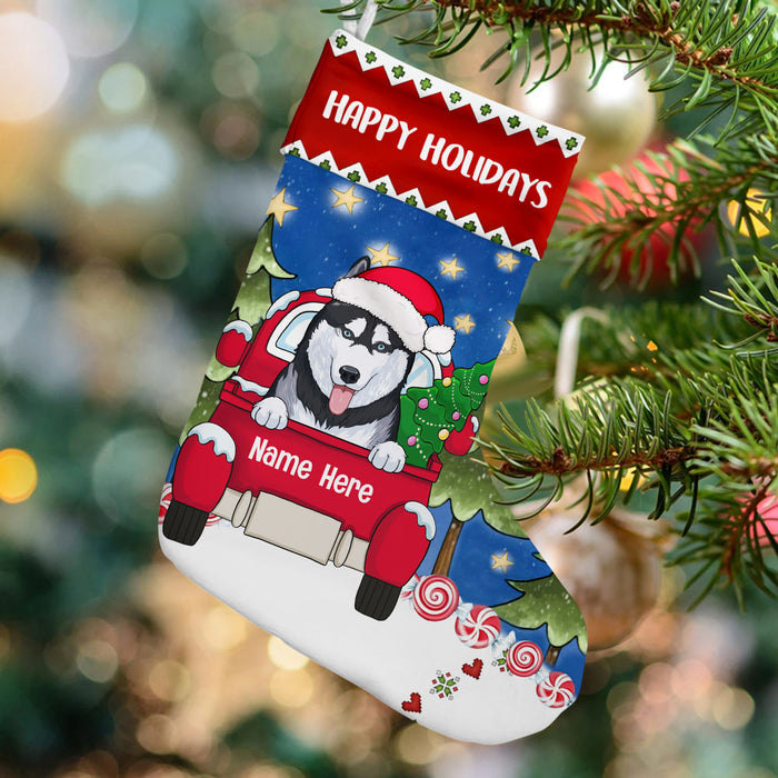 Personalized Dog Red Truck Christmas Stocking SB183 87O53 1