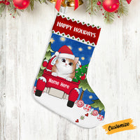 Personalized Cat Red Truck Christmas Stocking SB182 87O53 thumb 1