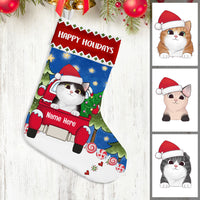 Personalized Cat Red Truck Christmas Stocking SB182 87O53 thumb 1