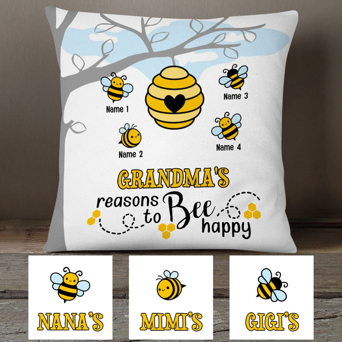 Personalized Grandma Reason To Bee Happy Pillow SB2112 85O53 (Insert Included) 1