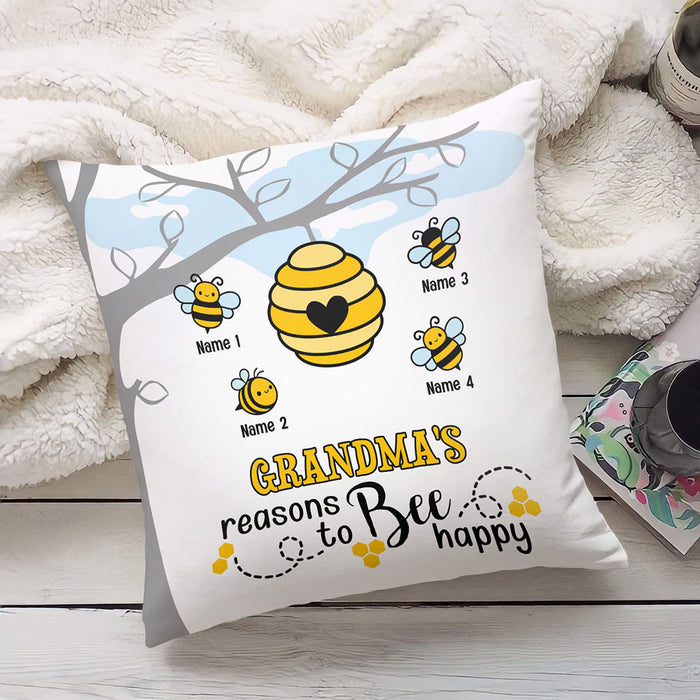 Personalized Grandma Reason To Bee Happy Pillow SB2112 85O53 (Insert Included) 1