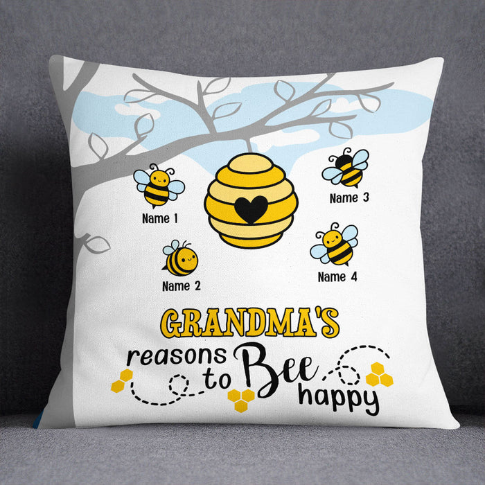 Personalized Grandma Reason To Bee Happy Pillow SB2112 85O53 (Insert Included) 1