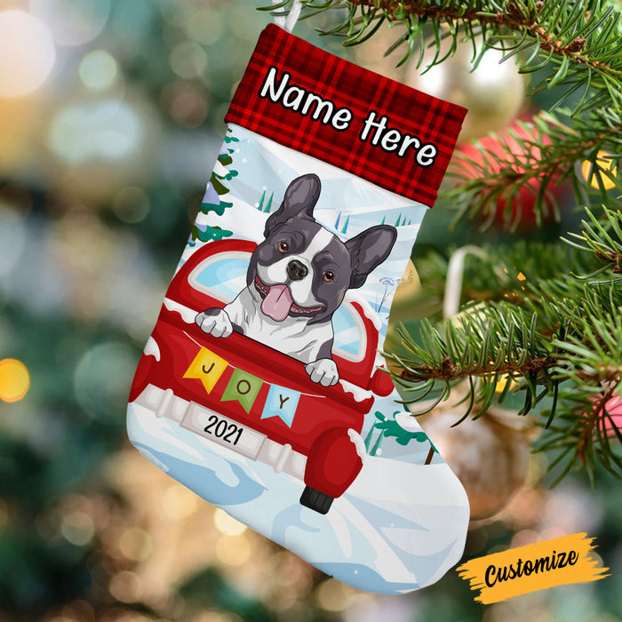 Personalized Christmas Dog Red Truck Stocking OB23 24O53 1