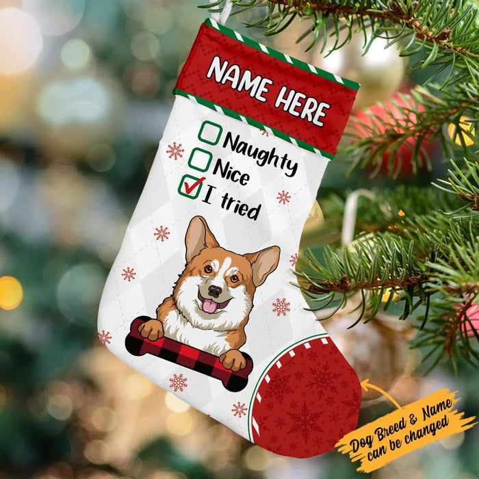 Personalized Dog Nice Naughty Christmas Stocking OB51 95O36 1