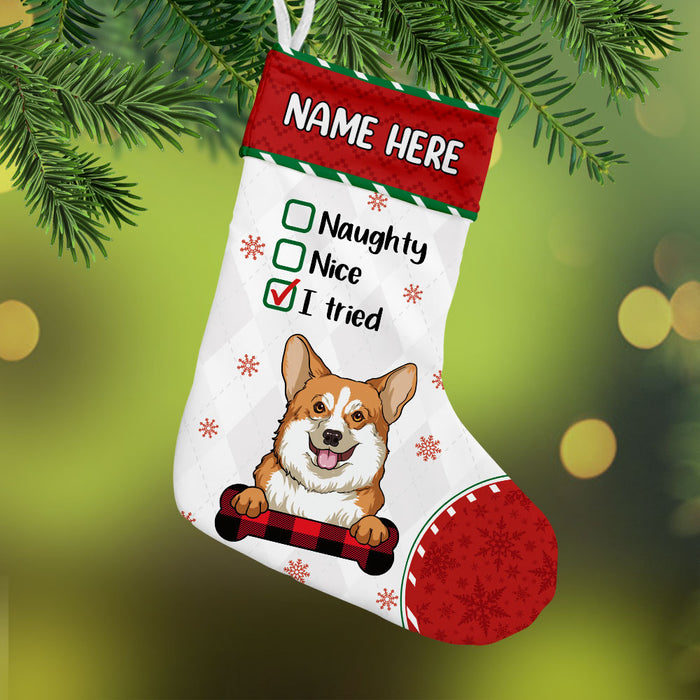 Personalized Dog Nice Naughty Christmas Stocking OB51 95O36 1