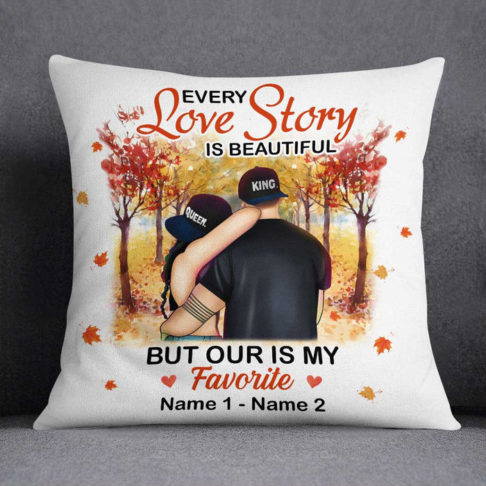 Personalized Couple Fall Love Story Pillow SB222 30O58 (Insert Included) 1
