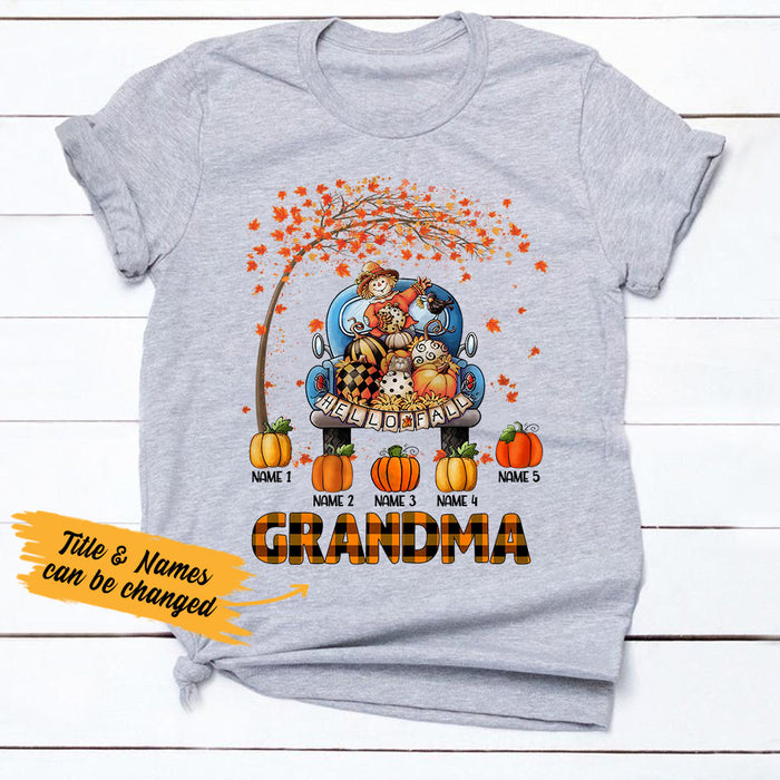 Personalized Mom Grandma Pumpkins Fall Halloween T Shirt SB217 95O36 1