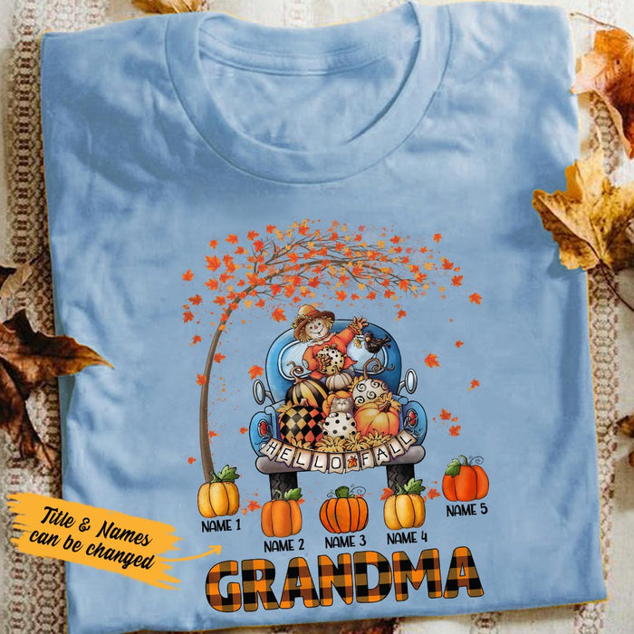 Personalized Mom Grandma Pumpkins Fall Halloween T Shirt SB217 95O36 1