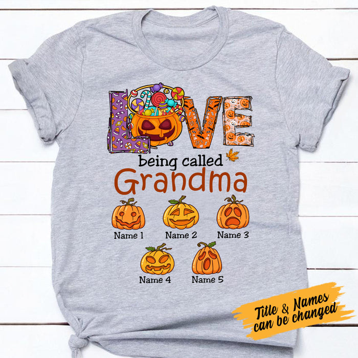 Personalized Mom Grandma Pumpkins Fall Halloween T Shirt SB231 22O53 1
