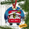 Personalized Dog Red Truck Christmas Circle Ornament SB221 81O34 thumb 1