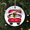 Personalized Dog Red Truck Christmas Circle Ornament SB221 81O34 thumb 1