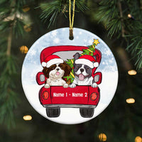 Personalized Dog Red Truck Christmas Circle Ornament SB221 81O34 thumb 1