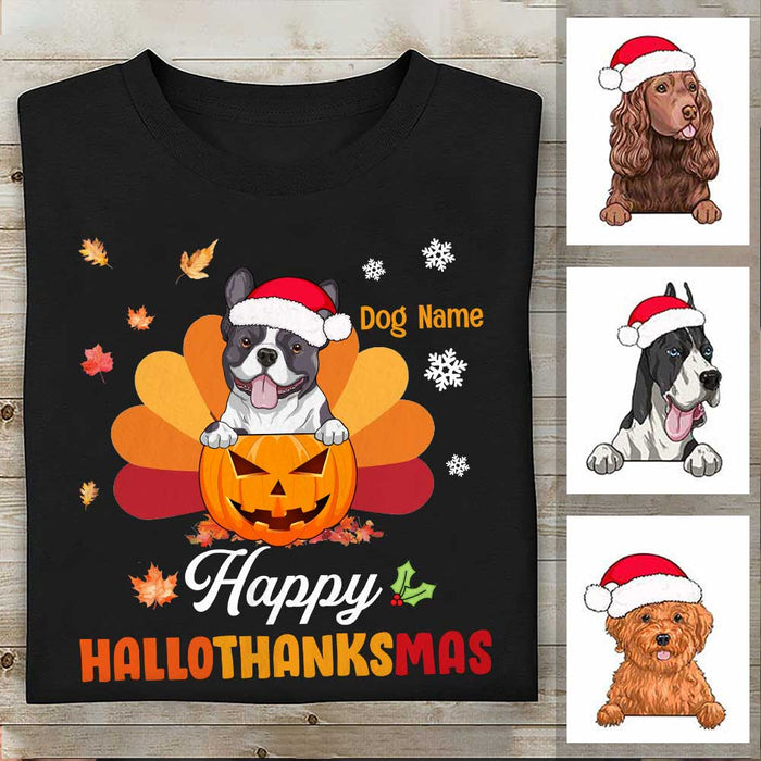 Personalized Dog HalloThanksMas Fall Halloween T Shirt SB231 95O34 1