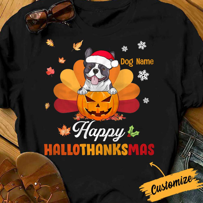 Personalized Dog HalloThanksMas Fall Halloween T Shirt SB231 95O34 1