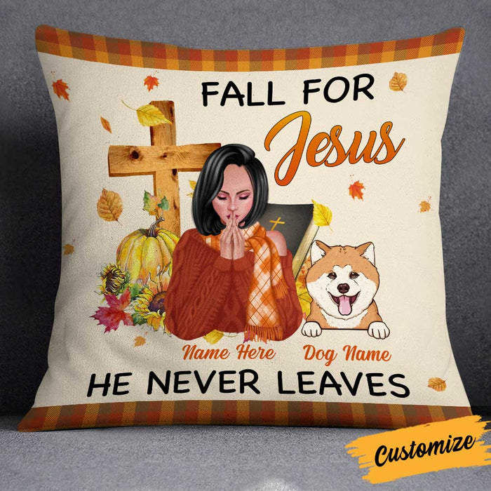Personalized Dog Mom Jesus Fall Halloween Pillow SB233 95O34 (Insert Included) 1