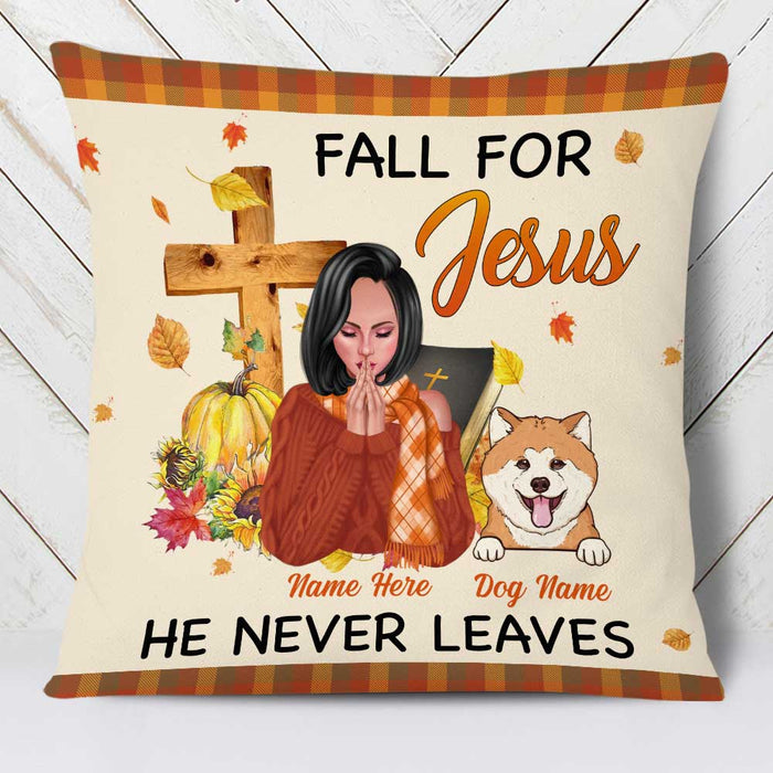 Personalized Dog Mom Jesus Fall Halloween Pillow SB233 95O34 (Insert Included) 1
