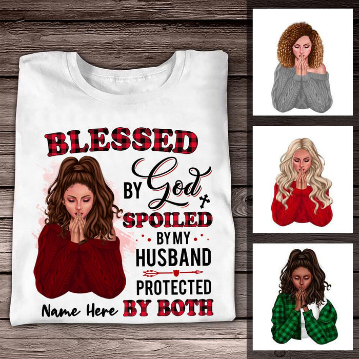 Personalized Protected By God And Husband T Shirt SB272 30O36 1